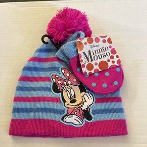 New Toddler Baby Hat Mittens Disney Minnie Mouse J43
